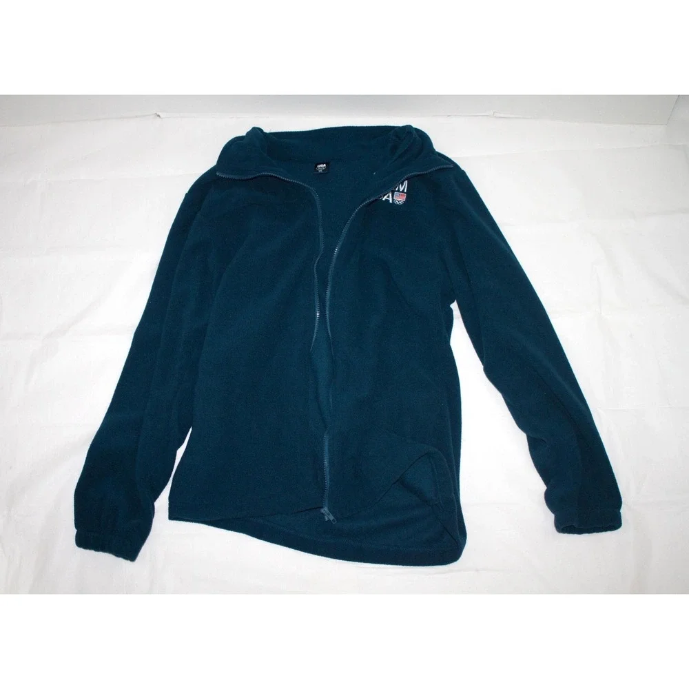 Olympics‎ Team USA Mens Fleece Jacket Blue XL Extra Large Full Zipper Coat Rings
